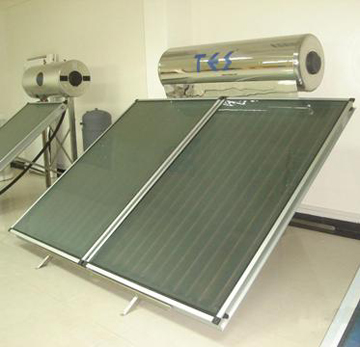 solar heating boiler with dual collector panels photo